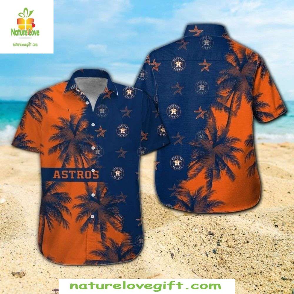Houston Astros Hawaiian Shirt Starry Night Palm Tree Aloha Baseball