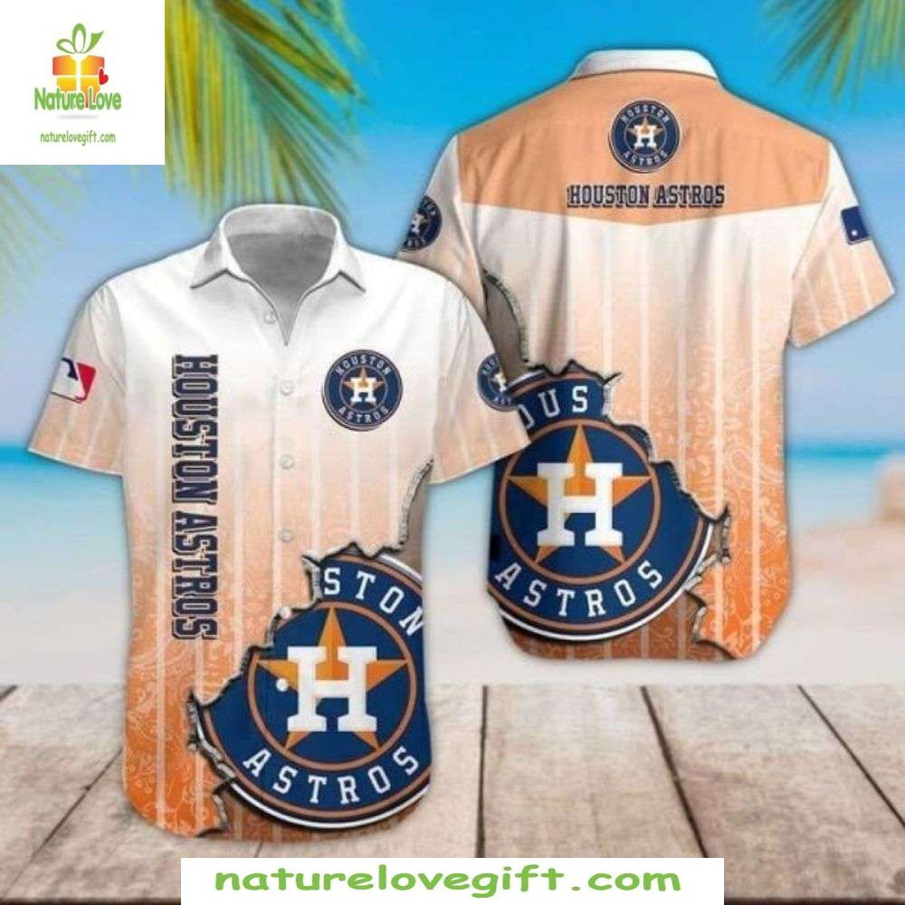 Houston Astros MLB Hawaiian Shirt with Team Badge Stylish Baseball Apparel