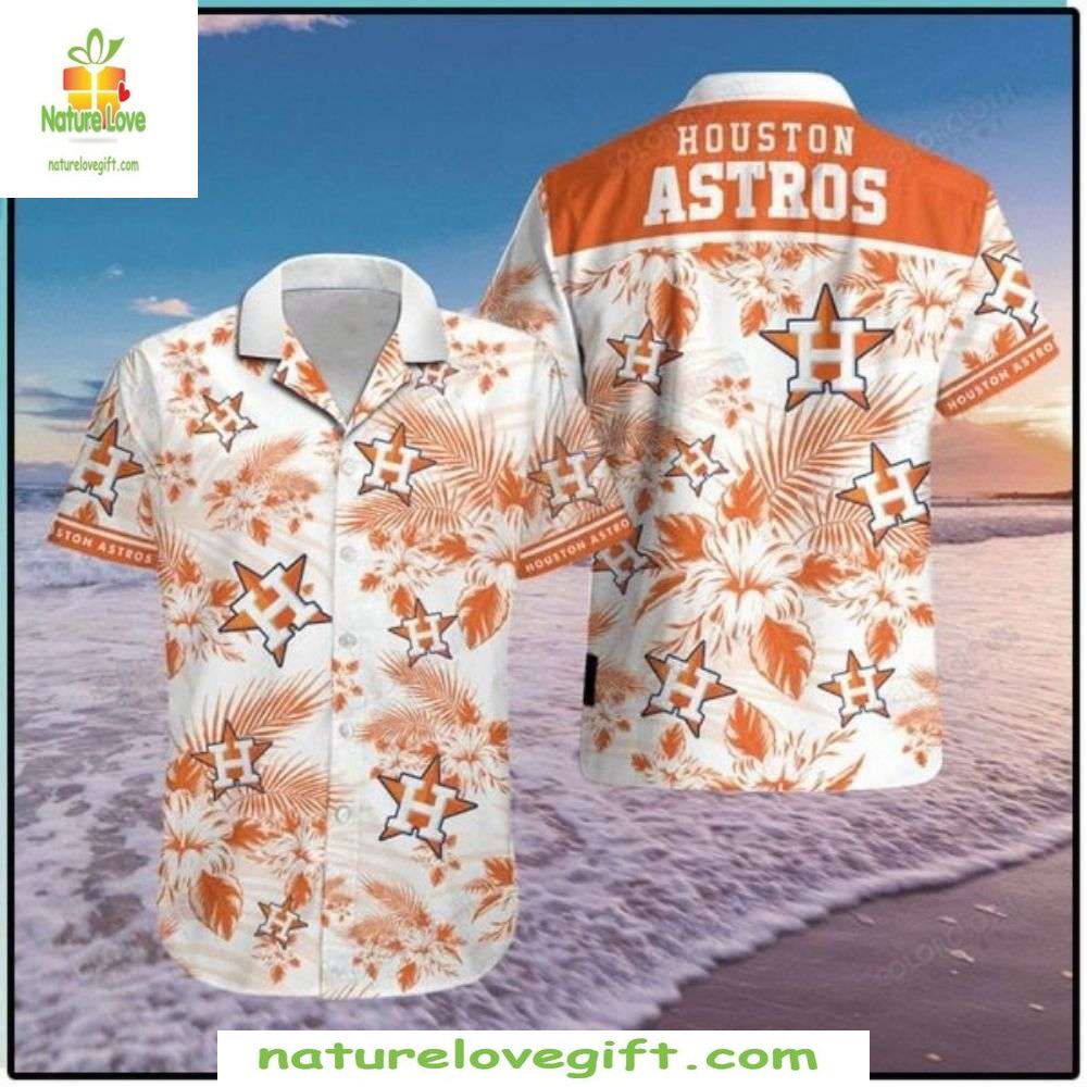 Houston Astros Hawaiian Shirt Tropical Palm Hibiscus Baseball Apparel