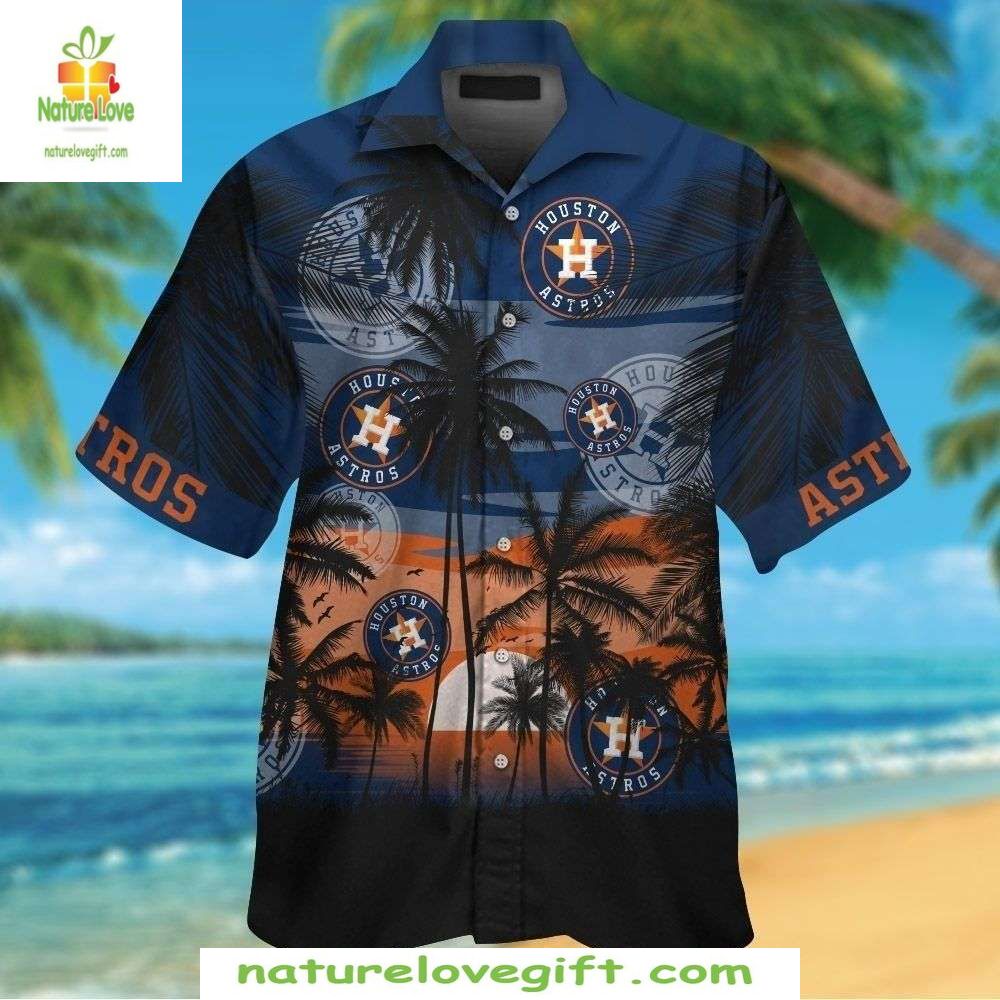 Houston Astros Hawaiian Shirt Tropical Palms Sunset Aloha Baseball Apparel