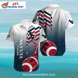 Houston Texans Aloha Shirt White Gradient With Football Design