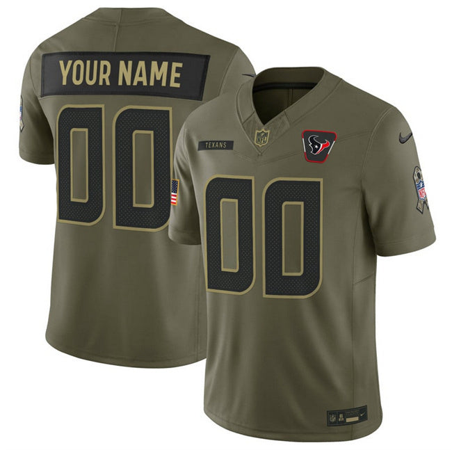 Houston Texans Active Player Custom Olive 2025 F.U.S.E. Salute to Service