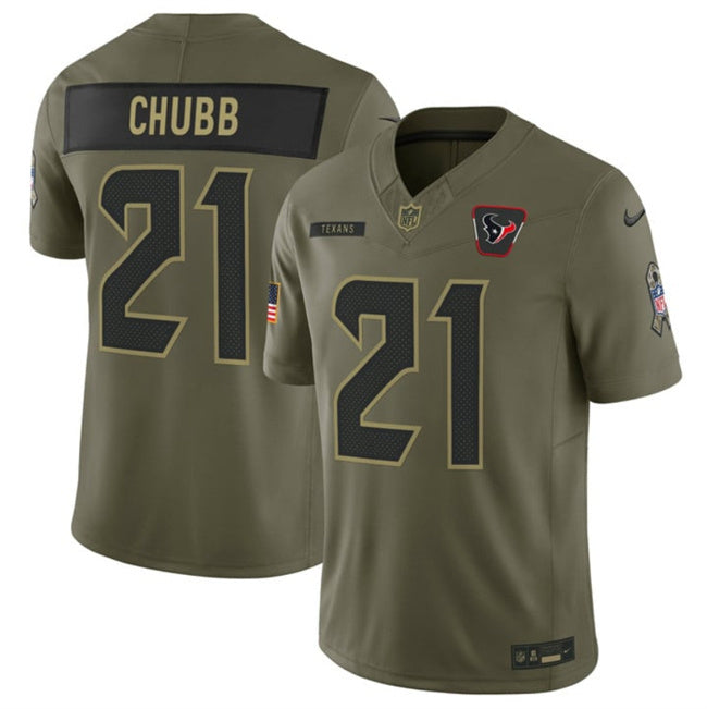 Houston Texans #21 Nick Chubb Olive 2025 F.U.S.E. Salute to Service Limited