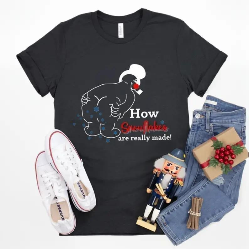 How Snowflake Are Really Made, Funny Snowman Shirt,Christmas Gift Collar Fabric Menswear