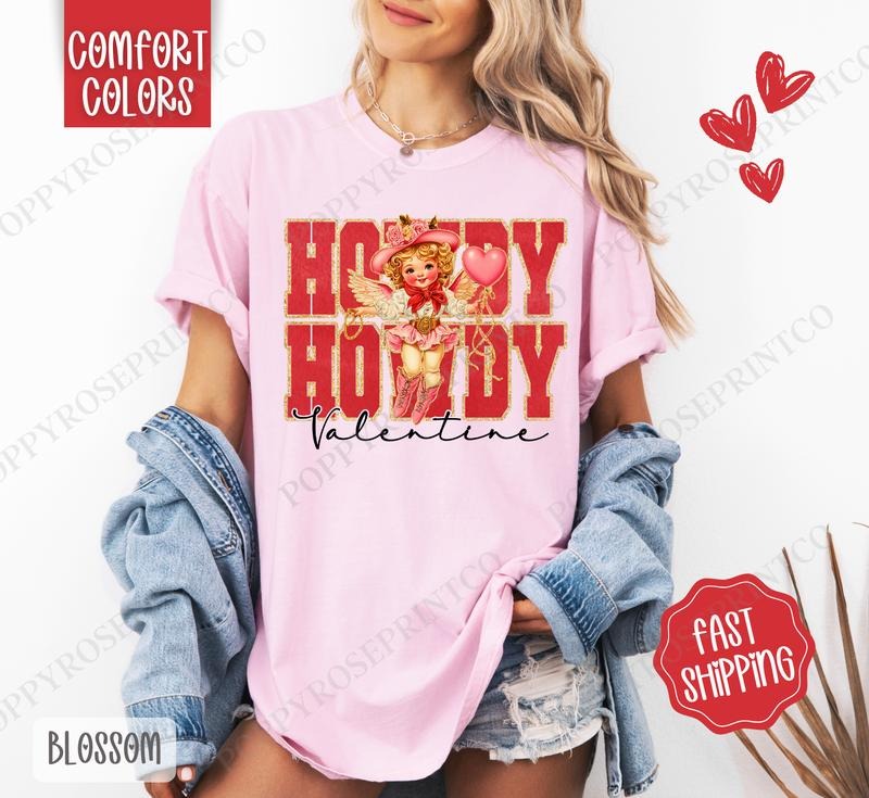 Howdy Valentine Shirt Comfort Colors, Valentine's Day Women's Tee, Cute Women's Tshirt Hoodie, Sweatshirt