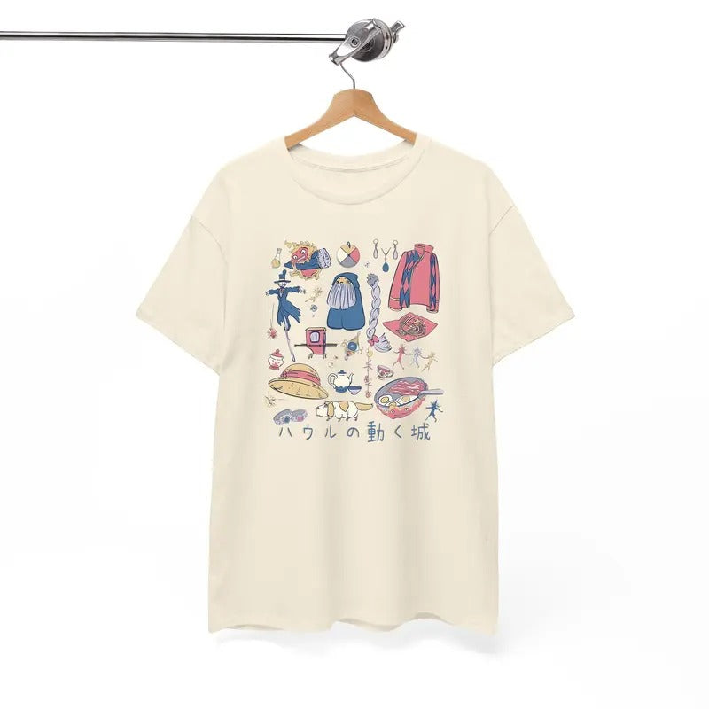 Howls Moving Castle Tshirt, Studio Ghibli Tshirt, Howl And Sophie, Calcifer, Anime