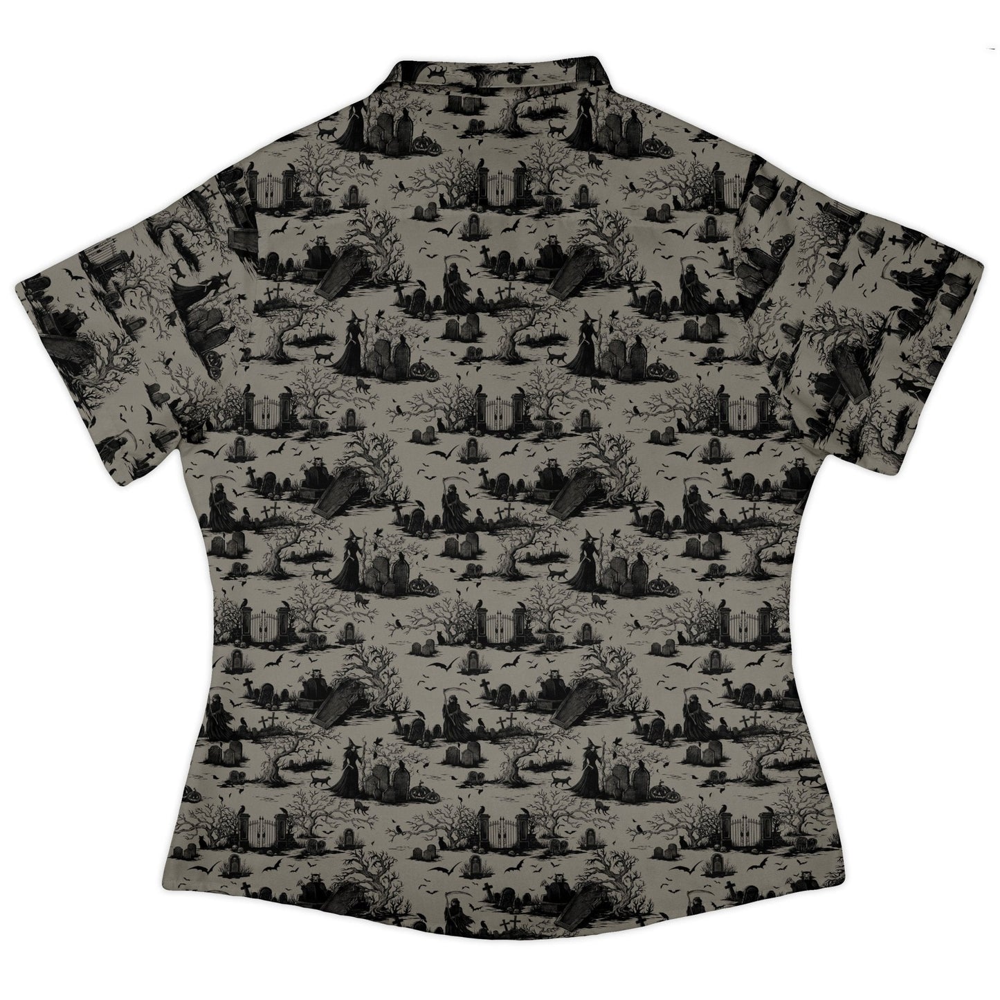 Haunted Graveyard Dark Curvy Button Up Shirt