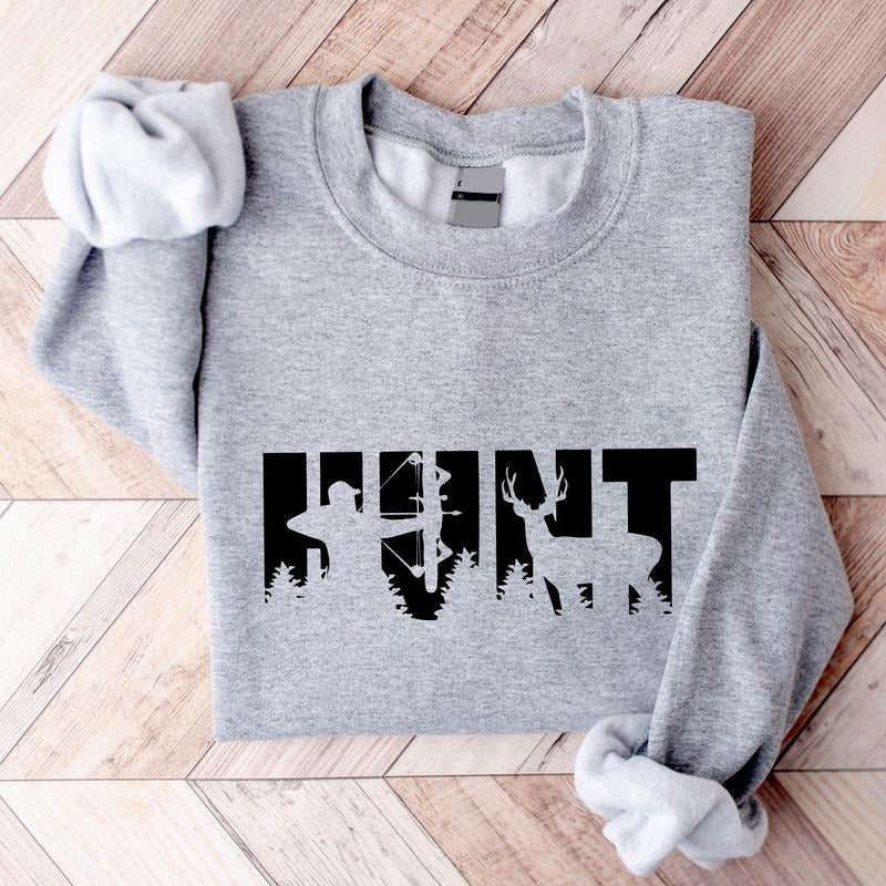 Hunt Sweatshirt, Deer Hunting Hoodie, Hunting Season Sweater, Unisex Hunting Lover Gift Sweater, Matching Camping Trip...