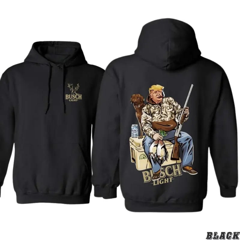 Hunter Trump Shirt With Busch Light Beer Hoodie, My Hunt Dog, Hoodie For Trump Supporter 2024, Hunting Season, Casual, Classic Fashion Cotton Underwear Shirt Womenswear And Menswear