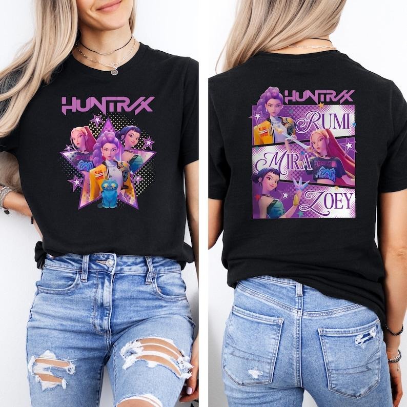 Huntrix t Shirt, Demon Hunters Shirt, Huntrix Girls T Shirt, Mira Rumi Joey Shirt, Demon Hunter Merch, Gift For Kpop Fan, Kpop Movie Shirt Youth and Adult T-Shirt