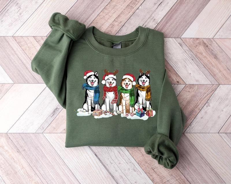 Husky Christmas Dog Sweatshirt, Dog Christmas Shirt, Husky shirt, Gift for Dog Lover, Holiday Sweater, New Year Shirt,...