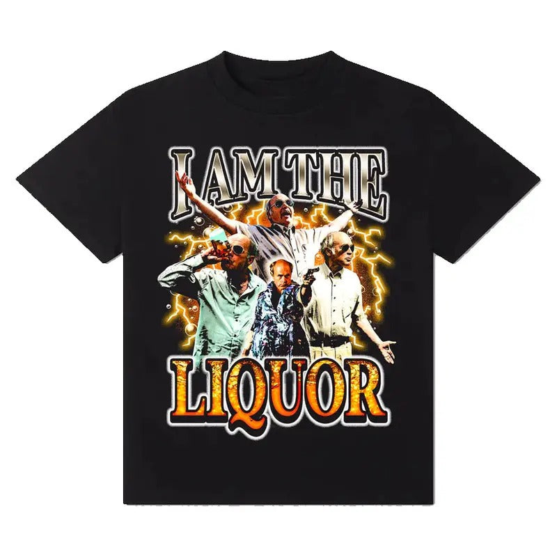 I Am the Liquor T-Shirt! Cotton Casual Crew Neck Slim-fitting Plain Floral Striped Black Menswear Stylish 3000 BC...