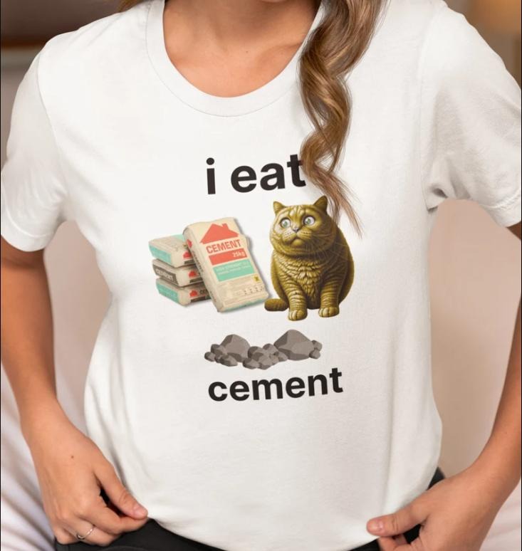 I Eat Cement Cat Cringey White T Shirt Cat Meme Shirt Funny Cat T Shirt Hoodie, Sweatshirt | InkThreadWorks.com