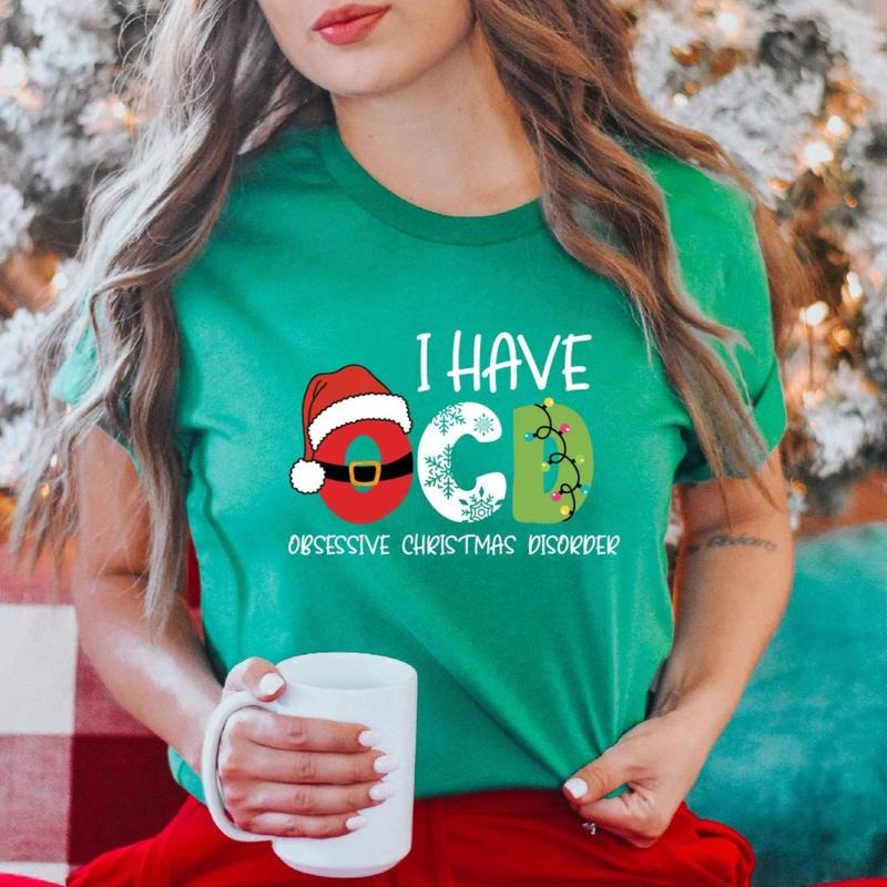 I Have OCD Shirt, Obsessive Christmas Disorder T-Shirt, OCD Christmas Gift Tee, Family X-mas Party Tee, Unisex Christmas...