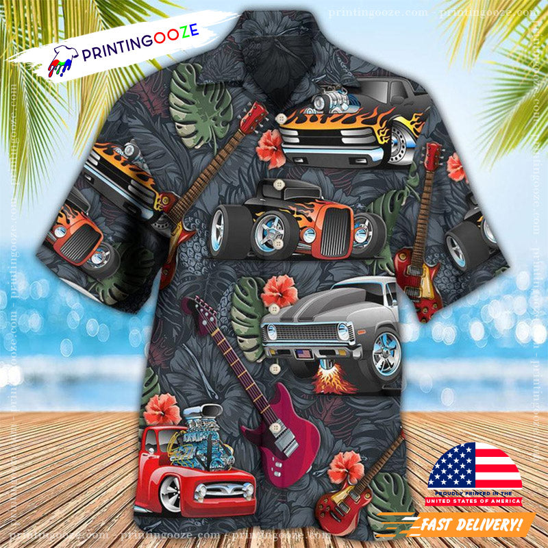 I Like Hot Rods And Guitars Hawaiian Shirt