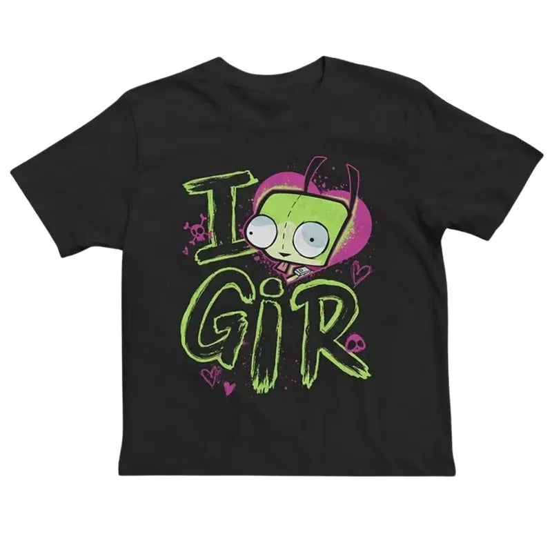 I Love GIR Baby Tee, Gothic Emo Girl Baby Tee, Y2k Top Women Streetwear, Scene Clothing 2000s, 2000s Emo Tops, Women...