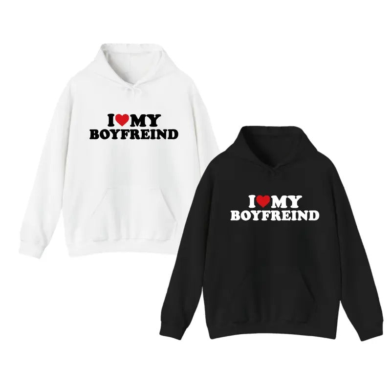I Love My Hot Girlfriend And Boyfriend Hoodie, I Heart My Hot Girlfriend, Anniversary Gift, Valentine Gift, For Him And Her, Unisex Hoodie
