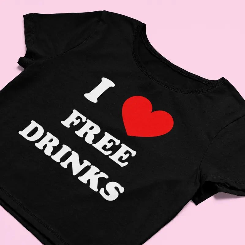 I Love Tee, Unisex T-shirt, Gift for him, Gift for her, Trending shirt, I Love Free Drinks Funny Shirt | Graphic Shirt | Gift for Girlfriend