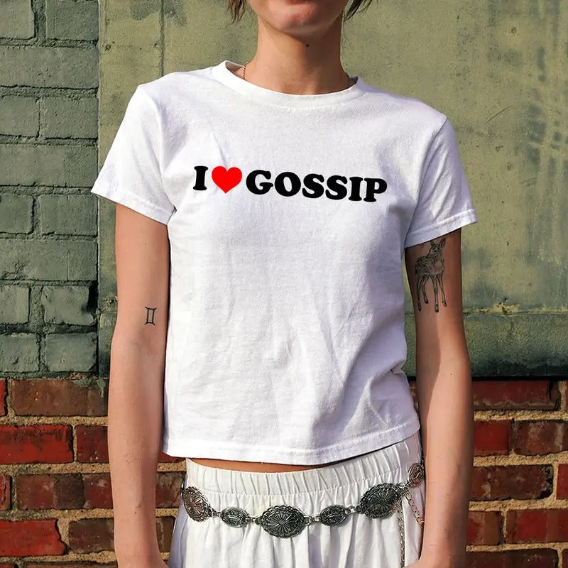 I Love Tee, Unisex T-shirt, Gift for him, Gift for her, Trending shirt, I Love Gossip 90s , Women's Fitted Tee, Y Clothing, Trendy Top, Funny Shirt, Funny Sayings, 90s Style Tee