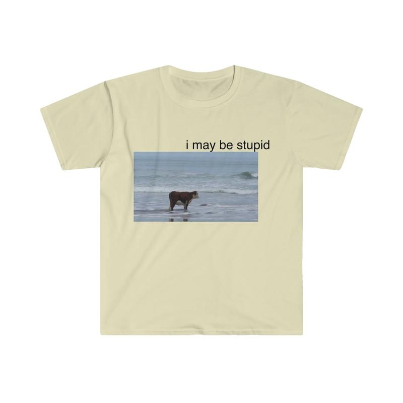 I May Be Stupid Cow on Beach Funny Meme T-shirt, sweater and Hoodie Sweatshirt | InkThreadWorks.com