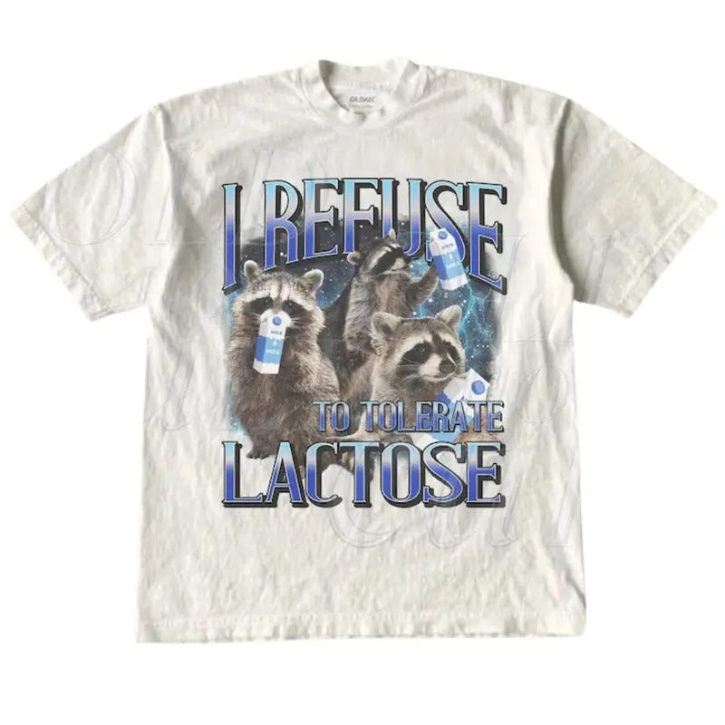 I Refuse To Tolerate Lactose Vintage Shirt, Raccoon Lactose T-Shirt, Raccoon gift, Raccoon Lovers, Funny 90s Tee, Relaxed...