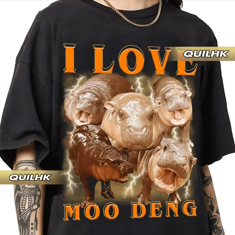 I love Moo deng retro vintage raptee shirt, Gift For Her