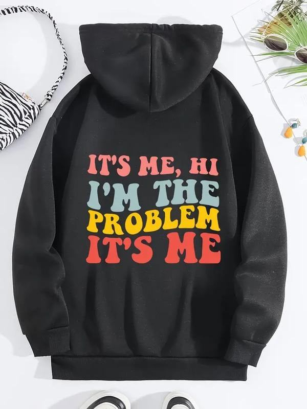 I'm The Problem Print Hoodie, Casual Hooded Sweatshirt For Winter & Fall, Women's Clothing Hoodie and Sweater; T-shirt...