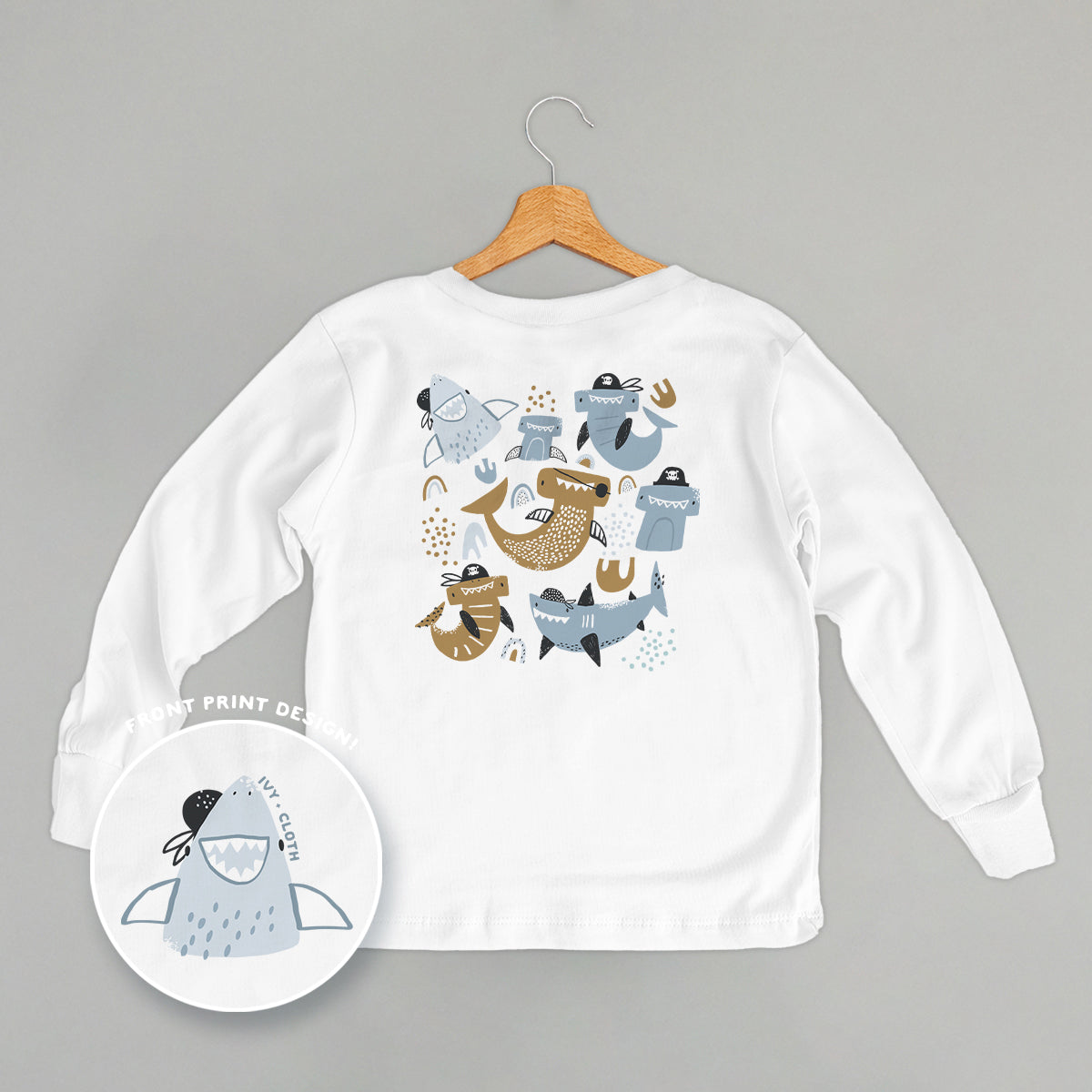 Pirate Shark Doodles (Kids Back Print)