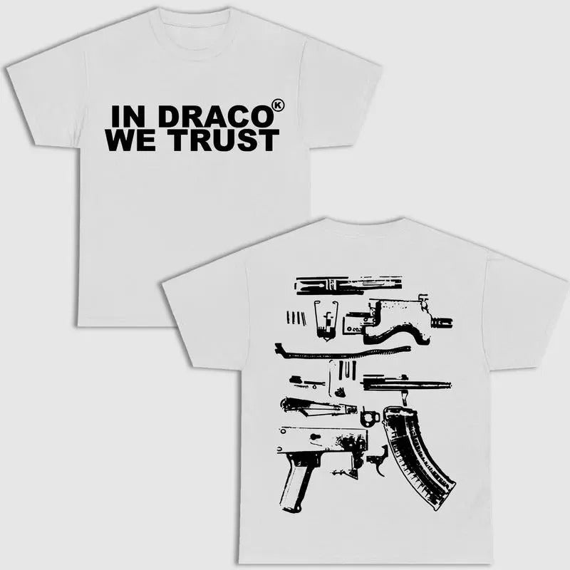IN DRACO WE TRUST Letter print 2 Sides T-Shirt Hoodie, Sweatshirt | InkThreadWorks.com