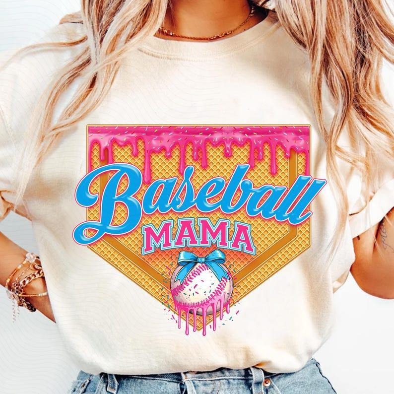 Ice Cream Drip Baseball Tee tshirt, Softball Mom Shirt, Retro Sporty Fashion tshirt, favorite shirts Hoodie, Sweatshirt