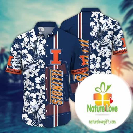 Illinois Fighting Illini NCAA Hawaiian Shirt Aloha Casual Wear