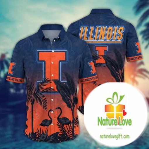 Illinois Fighting Illini NCAA Hawaiian Shirt Leisuretime Aloha Shirt