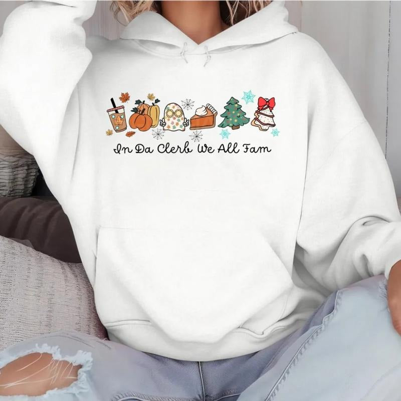 In Da Clerb We All Fam Hoodie, Hallowthanksmas Shirt, Thanksgiving Sweatshirt, Christmas Tree Coquettee, Christmas We All Fam, Humor, Unisex Sweater