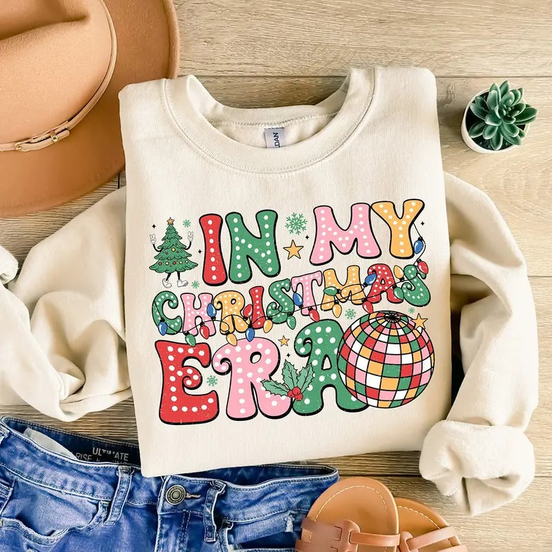 In My Christmas Era Sweatshirt, Retro Christmas Shirt, Christmas Doodle Dots, Christmas Shirt Sublimation, Merry...