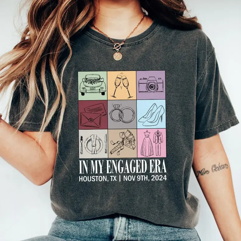 In My Engaged Era Shirt, Engaged Shirt, Trendy Pocket Shirt, Engagement Gift, Future Mrs. T-Shirt, Fiancee Shirt Hoodie,...
