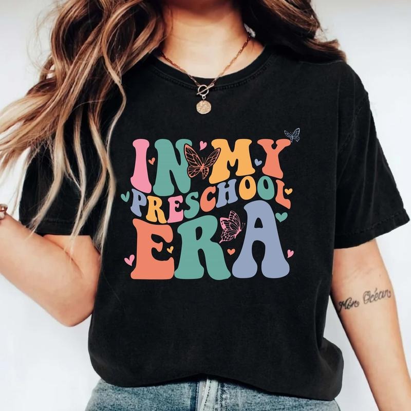 In My Preschool Era Shirt, Retro Preschool Teacher T-Shirt, Trendy Gift Tee For Teacher, Matching Preschool Staff Tee,...