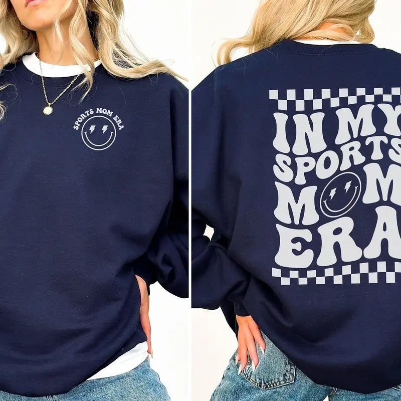 In My Sports Mom Sweatshirt, Retro Mom Life Sweater, Funny Game Day Crewneck, Team Mom Gift, Checkered Sports Mama Shirt,...