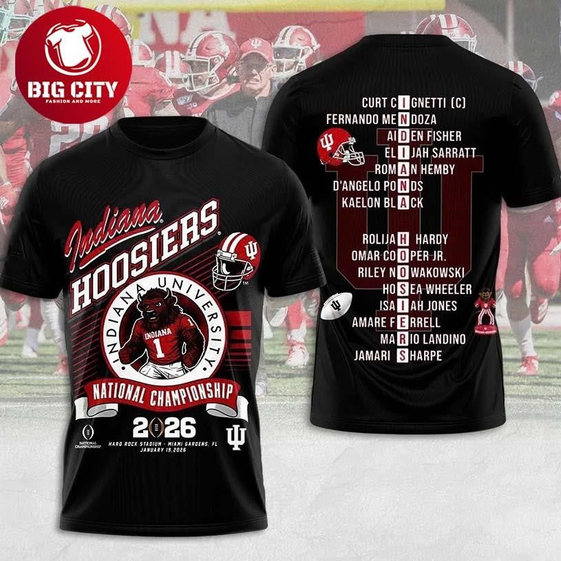 Indiana Hoosier Football 2026 National Championship Two Sided Shirt