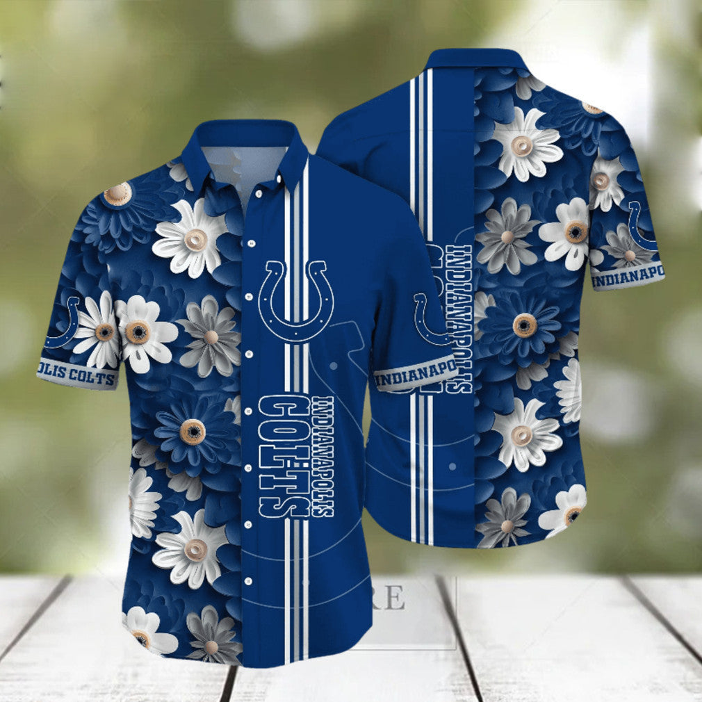 Indianapolis Colts Blue Hawaiian Shirt Tropical Design 406536