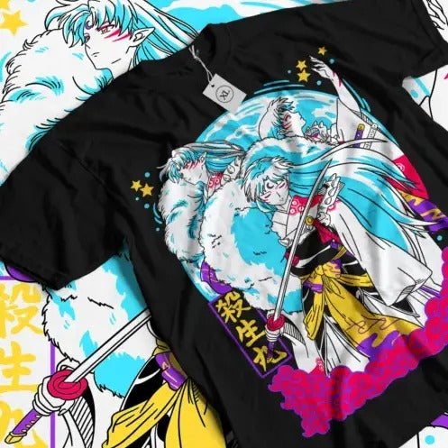Inuyasha Sesshomaru T-shirt Red Moon Inu Yasha Kawaii Girl Gift Shirt All Size Hoodie, Sweatshirt | InkThreadWorks.com