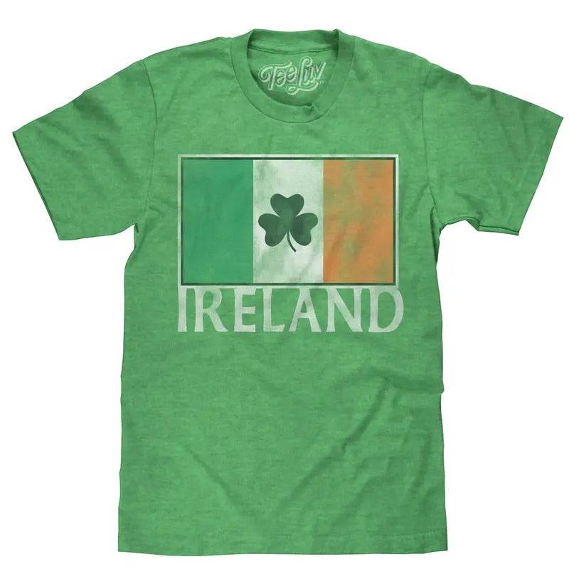 Ireland Flag with Shamrock T-Shirt - Green Hoodie, Sweatshirt | InkThreadWorks.com