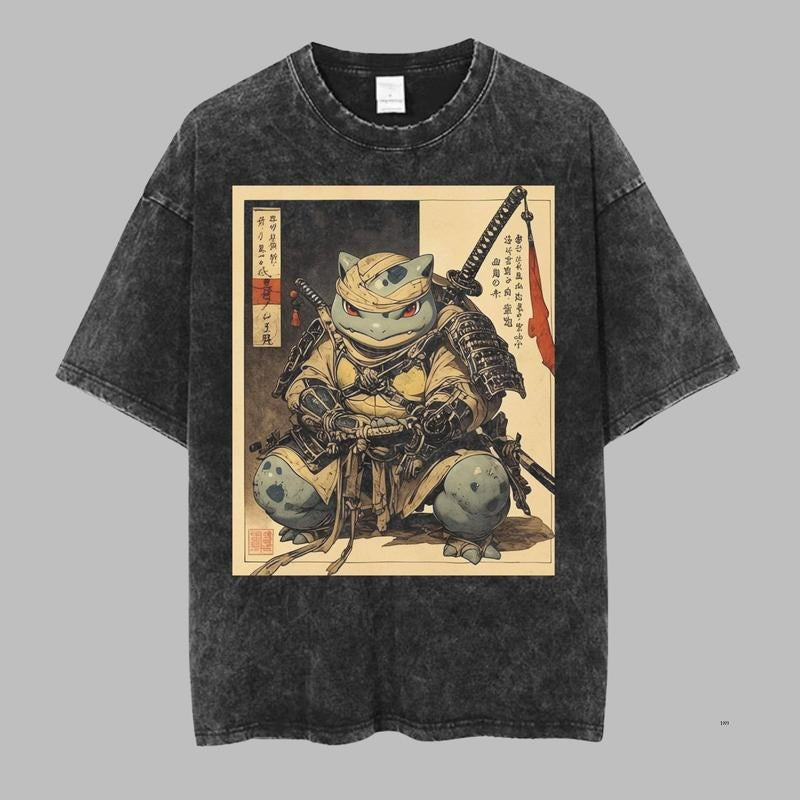 Ivysaur Vintage Tee, Pokemon Graphic Tee, Ivysaur Samurai T-Shirt, Anime Shirt, Gift For Pokemon Fans, Unisex Anime Gift For Menswear Womenswear Top
