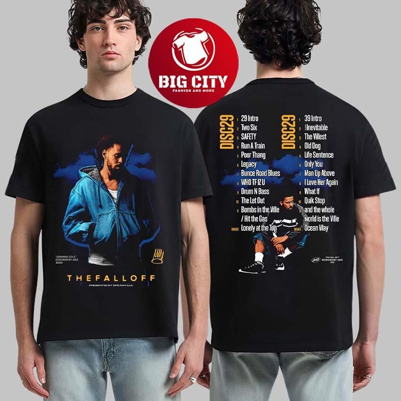 J Cole The Fall Off Album Cover With Tracklist Designed By Jaee Two Sided Shirt