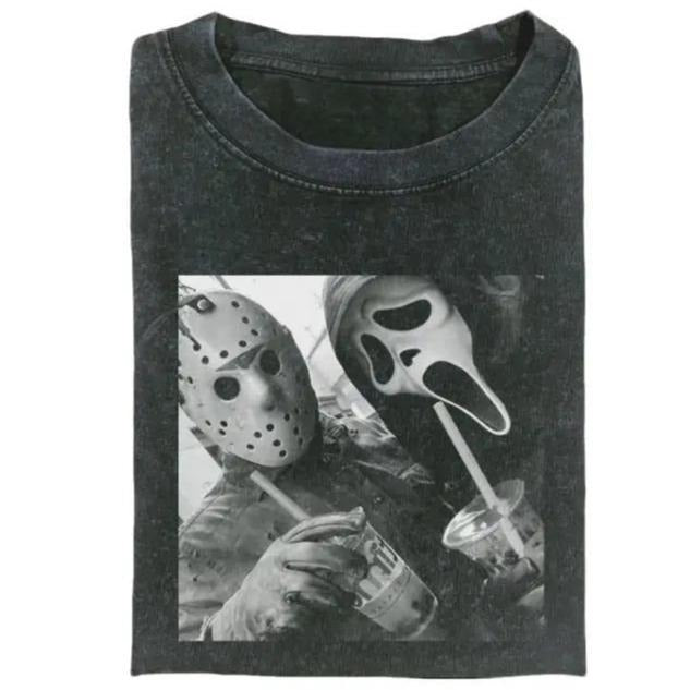 JASON & GHOSTFACE T-SHIRT, Funny Halloween Shirt, Unisex T-Shirt, Y2K 90s Graphic Shirt, gift for her, him, Womenswear Top, Halloween Shirt