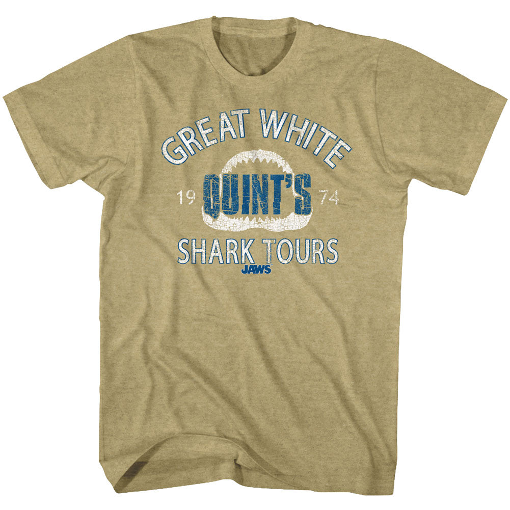 Jaws Mens S/S T-Shirt - Shark Tour2 - Heather Khaki Heather