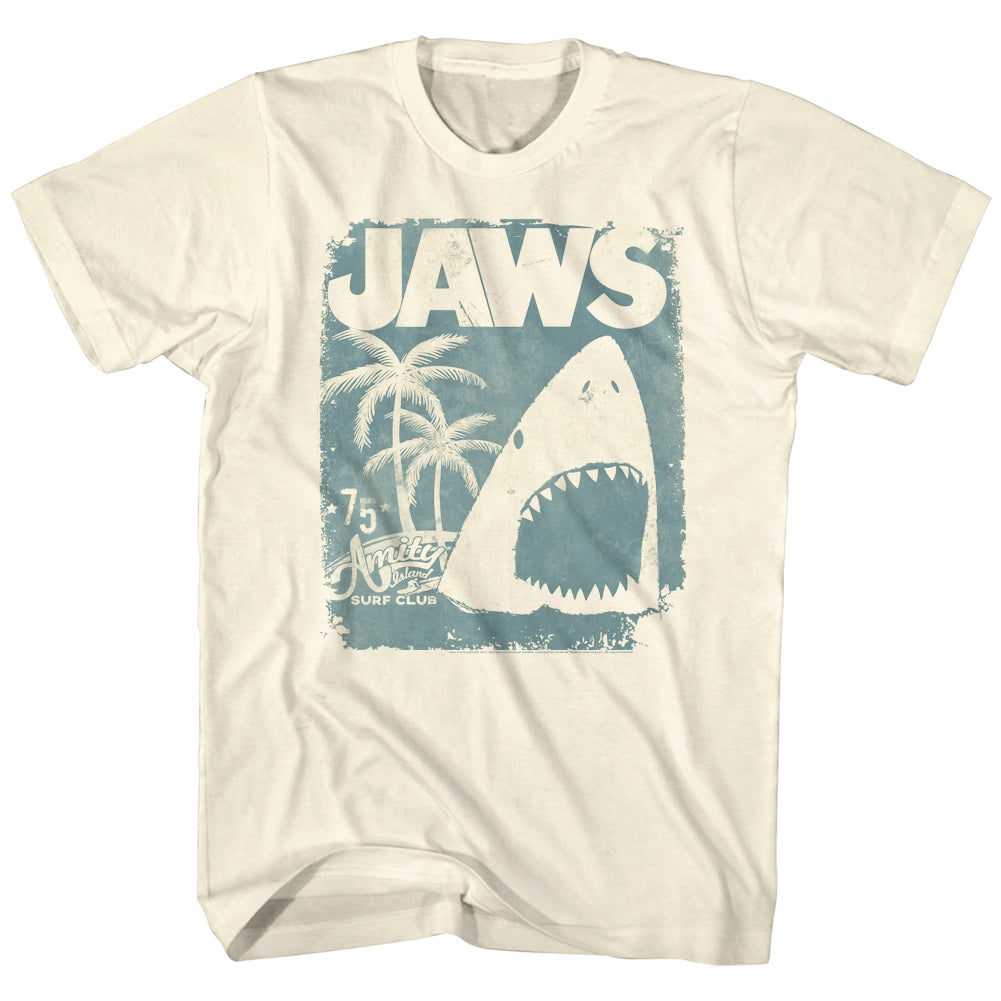 Jaws Mens S/S T-Shirt - Surf Club Poster - Solid Natural