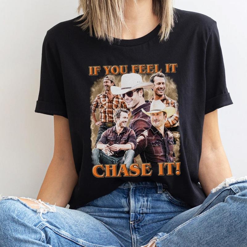 John Candy Tee, If you feel it chase it Glen Powell Shirt, Tyler Owens Twisters Shirt, Vintage Glen Powell Homage Shirt, Twisters Movie Teestyle{n002}2