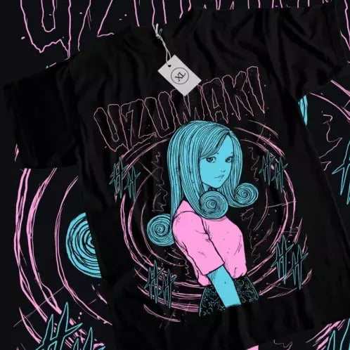 Junji Ito Uzumaki T-Shirt Horror Japan Guro Anime Funny Black Shirt Tee All Size Hoodie, Sweatshirt | InkThreadWorks.com