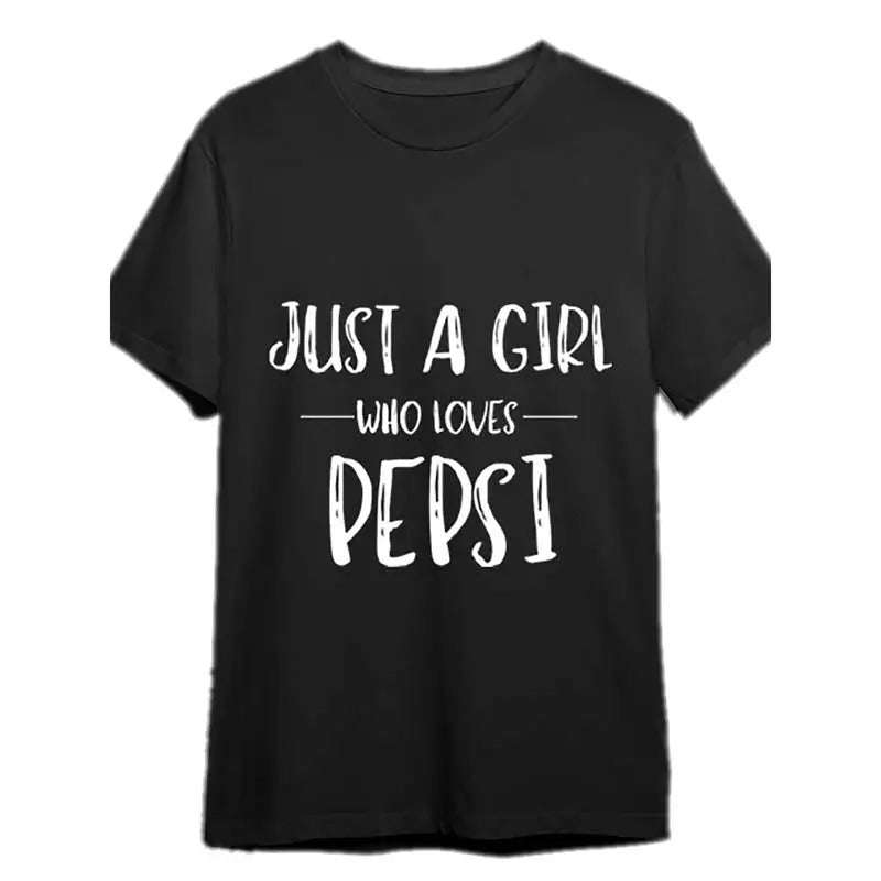 Just A Girl Who Loves Pepsi - Pepsi - T-Shirt Funny Men's Short Sleeve Graphic T-shirt Collection Black PR Made in USA