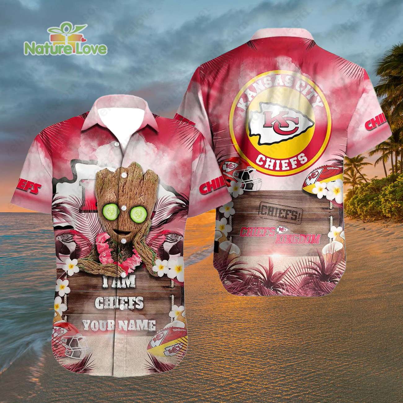 Kansas City Chiefs Groot Chiefs Kingdom Custom Name Hawaiian Shirt